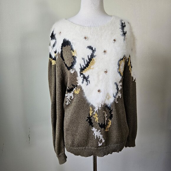 Vintage Franco Valeri Handmade Mohair Blend Knit Pullover Sweater M Art to Wear - Picture 2 of 8